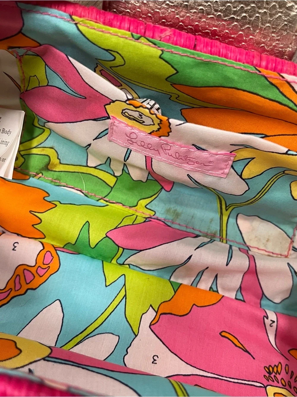 Lilly Pulitzer Pink Wicker Clutch with Gold Accents - Picture 4 of 8